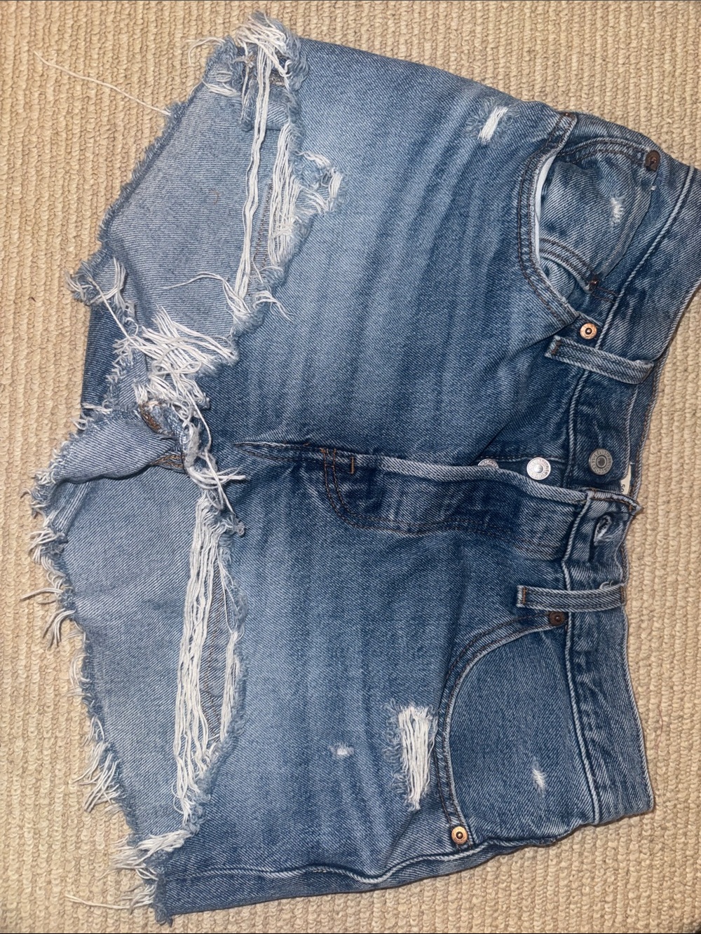 Levi's Light Blue Distressed Denim Cutoff Shorts